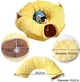 img 3 attached to 🐱 AUOON Soft Plush Cat Tube and Tunnel with Central Mat for Cat Dog - Full Moon Shaped, Length 98", Diameter 9.8" - 2 Color Options