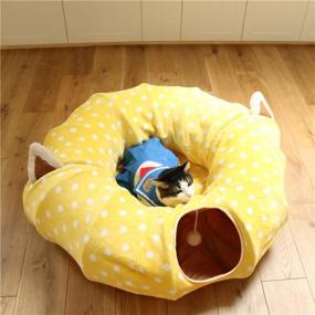 img 1 attached to 🐱 AUOON Soft Plush Cat Tube and Tunnel with Central Mat for Cat Dog - Full Moon Shaped, Length 98", Diameter 9.8" - 2 Color Options