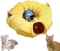 🐱 auoon soft plush cat tube and tunnel with central mat for cat dog - full moon shaped, length 98", diameter 9.8" - 2 color options logo