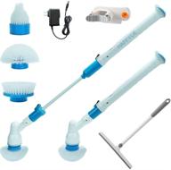 💧 rechargeable electric spin scrubber with long handle and cordless design - ideal for tile floor, bathtub, bathroom, and home cleaning. includes shower squeegee! logo