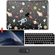 🖥️ gmyle macbook air 13 inch case 2018 release a1932 with touch id retina display bundle, plastic hard shell, keyboard cover, privacy webcam cover slide, screen protector set, space walk theme, black logo