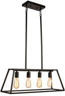 🔦 gzbtech 53'' linear kitchen island lighting, black industrial metal pendant chandelier 4-socket, height adjustable hanging light fixture for indoor living dining room office, ul listed 120v логотип