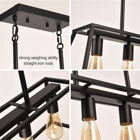 img 1 attached to 🔦 GZBtech 53'' Linear Kitchen Island Lighting, Black Industrial Metal Pendant Chandelier 4-Socket, Height Adjustable Hanging Light Fixture for Indoor Living Dining Room Office, UL Listed 120V