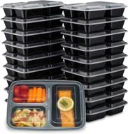 ez prepa [20 pack] 32oz 3 compartment meal prep containers with lids - bento box for improved seo логотип