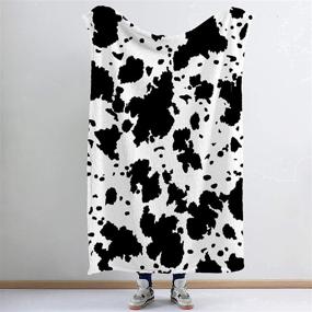 img 1 attached to 🐮 PEARDEN Cow Print Throw Blanket: Soft Fuzzy Flannel Blanket, Lightweight Black and White, Perfect for Baby and Kids - 50x40 inch