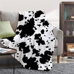 img 4 attached to 🐮 PEARDEN Cow Print Throw Blanket: Soft Fuzzy Flannel Blanket, Lightweight Black and White, Perfect for Baby and Kids - 50x40 inch