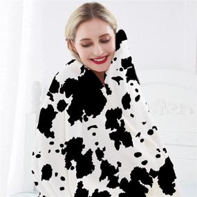 img 2 attached to 🐮 PEARDEN Cow Print Throw Blanket: Soft Fuzzy Flannel Blanket, Lightweight Black and White, Perfect for Baby and Kids - 50x40 inch