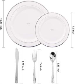 img 3 attached to Nervure 125PCS Silver Plastic Plates & Silverware: Perfect for Wedding & 🍽️ Christmas - Service for 25 Guests, Including Dinner Plates, Dessert/Salad Plates, Forks, Knives, Spoons