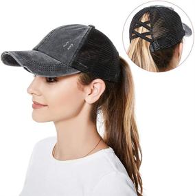 img 2 attached to Unisex Washed Distressed Ponytail Baseball Sports & Fitness