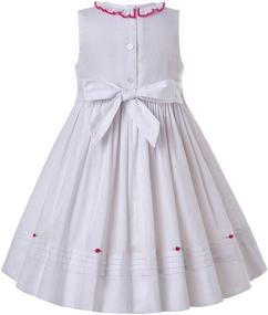img 3 attached to 👗 Pettigirl Sleeveless Ruffle Dress: Girls Sundress featuring Hand Smocked Design and Embroidered Hem