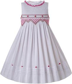 img 4 attached to 👗 Pettigirl Sleeveless Ruffle Dress: Girls Sundress featuring Hand Smocked Design and Embroidered Hem