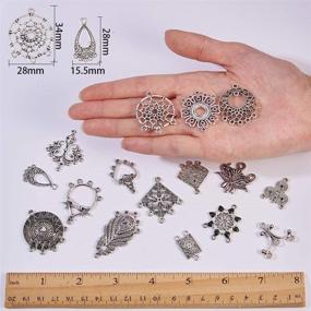 img 1 attached to 🌞 SUNNYCLUE 1 Box 64pcs 16 Style Antique Silver Tibetan Earring Chandelier Connector Charms Findings Loops Jewelry Making Kit for Earring Drop and Charm Pendant in Storage Box: Create Stunning Earrings with Ease!