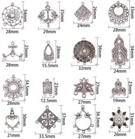 img 2 attached to 🌞 SUNNYCLUE 1 Box 64pcs 16 Style Antique Silver Tibetan Earring Chandelier Connector Charms Findings Loops Jewelry Making Kit for Earring Drop and Charm Pendant in Storage Box: Create Stunning Earrings with Ease!