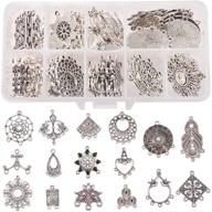 🌞 sunnyclue 1 box 64pcs 16 style antique silver tibetan earring chandelier connector charms findings loops jewelry making kit for earring drop and charm pendant in storage box: create stunning earrings with ease! logo