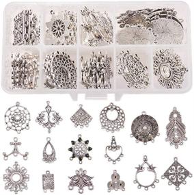 img 4 attached to 🌞 SUNNYCLUE 1 Box 64pcs 16 Style Antique Silver Tibetan Earring Chandelier Connector Charms Findings Loops Jewelry Making Kit for Earring Drop and Charm Pendant in Storage Box: Create Stunning Earrings with Ease!