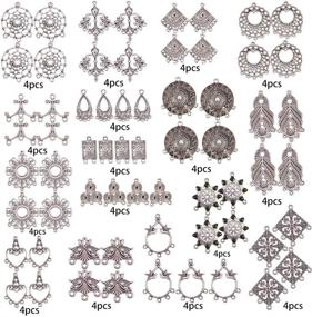 img 3 attached to 🌞 SUNNYCLUE 1 Box 64pcs 16 Style Antique Silver Tibetan Earring Chandelier Connector Charms Findings Loops Jewelry Making Kit for Earring Drop and Charm Pendant in Storage Box: Create Stunning Earrings with Ease!