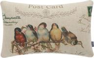 🕊️ trendin vintage bird style cotton linen decor throw pillow covers, 20 x 12 inches: a charming touch of nostalgia логотип