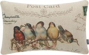 img 4 attached to 🕊️ TRENDIN Vintage Bird Style Cotton Linen Decor Throw Pillow Covers, 20 x 12 Inches: A Charming Touch of Nostalgia