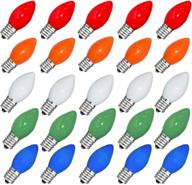 🎄 goothy 25 pack c7 multicolor christmas replacement bulbs for outdoor patio indoor string lights, c7/e12 candelabra base, 5 watt- multicolor ceramic light bulbs логотип