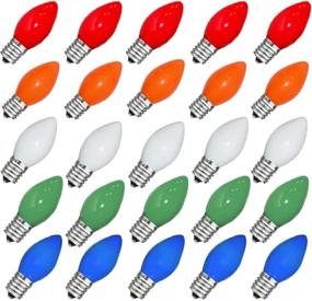 img 4 attached to 🎄 Goothy 25 Pack C7 Multicolor Christmas Replacement Bulbs for Outdoor Patio Indoor String Lights, C7/E12 Candelabra Base, 5 Watt- Multicolor Ceramic Light Bulbs