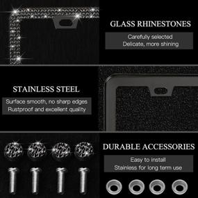 img 1 attached to OTOSTAR Handcrafted Rhinestones Stainless Anti Theft Exterior Accessories