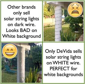 img 2 attached to 🌞 Warm White Solar String Light - DeVida 100 LED Set on White Cord, Hassle-Free & Waterproof for Decorative Wedding Arch, Picket Fence, Wall, Tree, Patio - Easy Installation (Warm White on White Wire)