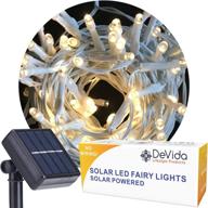 🌞 warm white solar string light - devida 100 led set on white cord, hassle-free & waterproof for decorative wedding arch, picket fence, wall, tree, patio - easy installation (warm white on white wire) logo