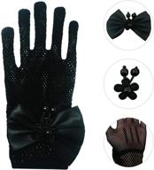 🧤 girls lace gloves: elegant fishnet bow tie gloves for princess pageants, weddings & dress-up (4-12t) logo