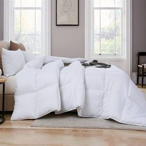 img 4 attached to 🛏️ Ousidan Soft Brushed Microfiber Comforter King Size | Down Alternative Duvet Insert with 8 Corner Tabs | White | 106x90 Inches