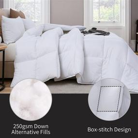 img 2 attached to 🛏️ Ousidan Soft Brushed Microfiber Comforter King Size | Down Alternative Duvet Insert with 8 Corner Tabs | White | 106x90 Inches