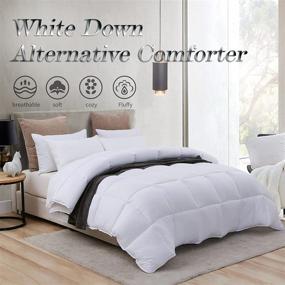 img 3 attached to 🛏️ Ousidan Soft Brushed Microfiber Comforter King Size | Down Alternative Duvet Insert with 8 Corner Tabs | White | 106x90 Inches