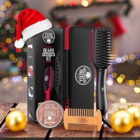 img 3 attached to 🧔 Men's Beard Straightener Brush - Rapidly Heating Ceramic and Ionic Beard Straightening Comb - Heated Beard Brush - Includes Sandalwood-Scented Beard Balm & Wooden Beard Comb