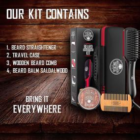 img 1 attached to 🧔 Men's Beard Straightener Brush - Rapidly Heating Ceramic and Ionic Beard Straightening Comb - Heated Beard Brush - Includes Sandalwood-Scented Beard Balm & Wooden Beard Comb