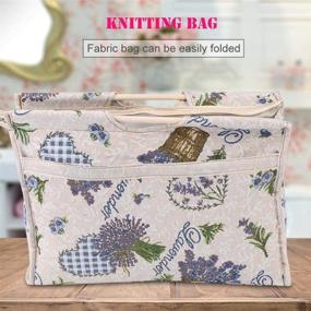 img 3 attached to 🧶 Knitting Tote Bag: Stylish Yarn Storage with Wood Handle for Knitting & Sewing Tools