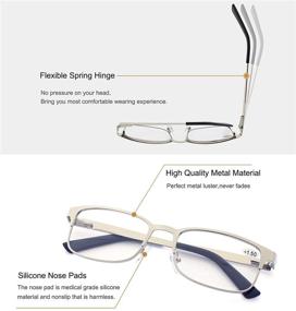 img 1 attached to 👓 Zienstar 2.0 Reading Glasses Men 4 Pairs Rectangle Readers: Comfortable Stainless Steel Eyeglasses in Black Silver with Spring Hinges