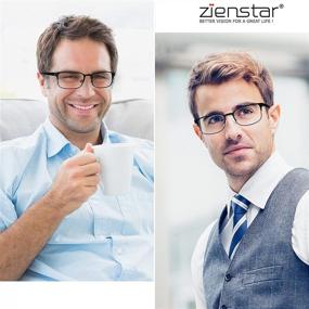 img 3 attached to 👓 Zienstar 2.0 Reading Glasses Men 4 Pairs Rectangle Readers: Comfortable Stainless Steel Eyeglasses in Black Silver with Spring Hinges