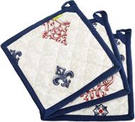 🔥 plush home eco-friendly cotton vintage printed kitchen pot holders - high heat resistant, set of 3, machine washable - ideal for thanksgiving, kitchen, cooking & baking (8"x8") логотип