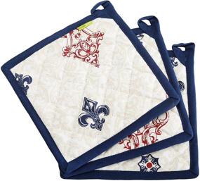 img 4 attached to 🔥 Plush Home Eco-Friendly Cotton Vintage Printed Kitchen Pot Holders - High Heat Resistant, Set of 3, Machine Washable - Ideal for Thanksgiving, Kitchen, Cooking & Baking (8"x8")