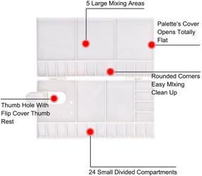 img 1 attached to 🎨 Палитра для красок Transon с 33 ячейками для эффективного смешивания гуаши, акрила и масляных красок, комплектуется высококачественной кистью.