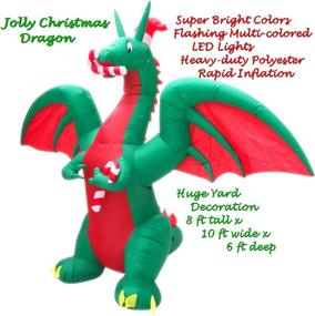 img 1 attached to Large Outdoor Yard Inflatables for Christmas Decorations - Blow Up Xmas Holiday Lawn Decor featuring a Jolly Dragon by HappyThings!