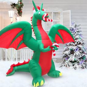 img 4 attached to Large Outdoor Yard Inflatables for Christmas Decorations - Blow Up Xmas Holiday Lawn Decor featuring a Jolly Dragon by HappyThings!
