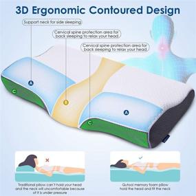 img 3 attached to Ultimate Comfort Cervical Pillow: Memory Foam Neck Shoulder Pain Relief, Orthopedic Contour for Side, Back, Stomach Sleepers – Includes Washable Pillowcase