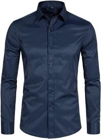 img 4 attached to DELCARINO Sleeve Button Shirts Business Men's Clothing for Shirts