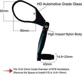 img 3 attached to Hafny New Handlebar Bike Mirror: HD Blast-Resistant Glass 🚲 Lens, Reflective Reflector - Silver Glass, Bar End Fitting (Left Side)