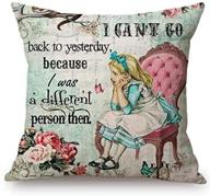 charming vintage alice in wonderland cartoon letters print cotton 🎨 kid's art cushion cover: a delightful décor for young art enthusiasts! логотип