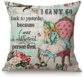 img 2 attached to Charming Vintage Alice in Wonderland Cartoon Letters Print Cotton 🎨 Kid's Art Cushion Cover: A Delightful Décor for Young Art enthusiasts!