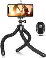 flexible mini phone tripod stand holder with remote and universal clip for iphone 13 12 pro max 11 mini xr x android (black) logo