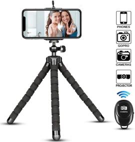 img 3 attached to Flexible Mini Phone Tripod Stand Holder with Remote and Universal Clip for iPhone 13 12 Pro Max 11 Mini XR X Android (Black)