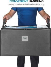 img 2 attached to 📦 ZOBER Jumbo Storage Bag Organizer: Large Capacity Box with Reinforced Strap Handles, Clear Window - Store Blankets, Comforters, Linen, Bedding, Seasonal Clothing (2 Pack)