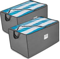 📦 zober jumbo storage bag organizer: large capacity box with reinforced strap handles, clear window - store blankets, comforters, linen, bedding, seasonal clothing (2 pack) logo